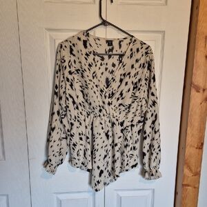 SHEIN Monochrome Patterned Blouse